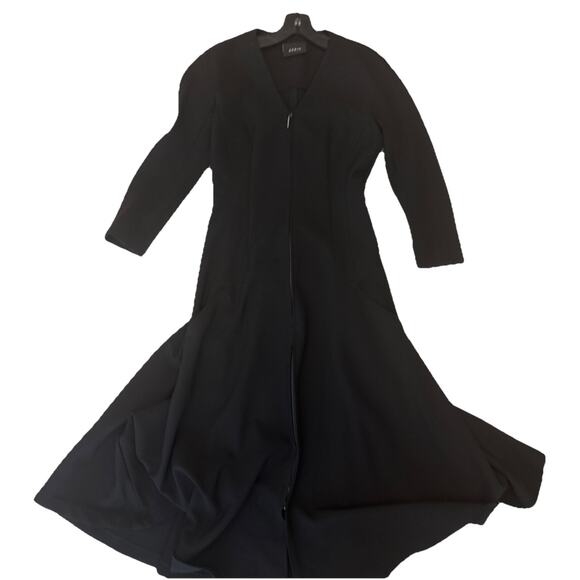 Akris Punto Dresses & Skirts - Akris Punto Black Zip Front Fit Flare Midi Dress Long Sleeve Pockets US 4 IT 40